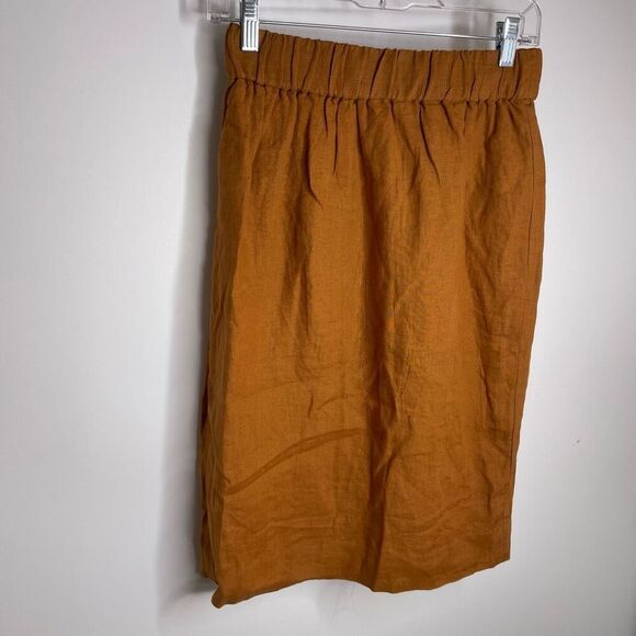 NEW J. Crew Pull-on linen skirt Midi Knee Length Rust Orange Tan AY649 Small S P - Picture 4 of 7